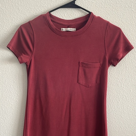 Abercrombie & Fitch Women's A-Line T-Shirt Dress Maroon Burgundy Size XXS - Picture 3 of 5